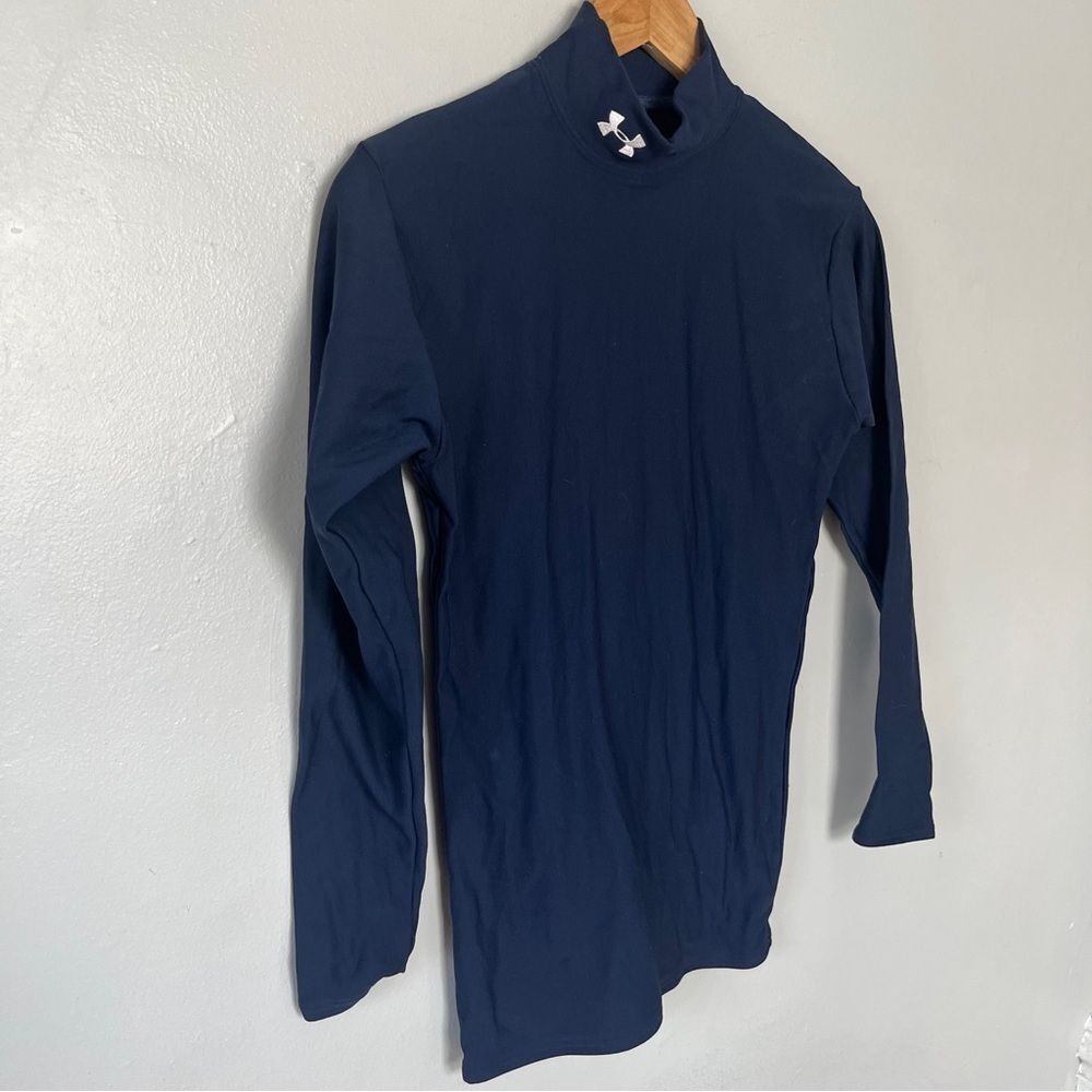 Vintage Under Armour Womens Compression Top Size Md Blue Nylon Made In USA